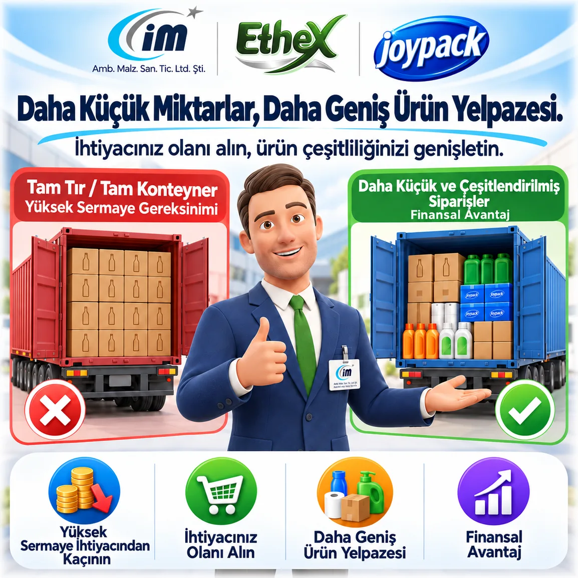 Daha küçük miktarlar, daha geniş ürün yelpazesi: ihtiyacınız kadar alın, ürün seçeneğinizi genişletin