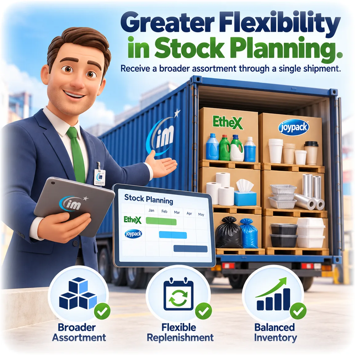 Greater flexibility in stock planning: a broader assortment through a single shipment