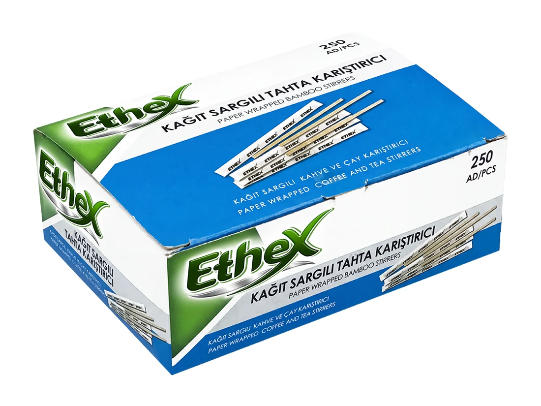 Kağıt Ambalajlı Ahşap Kahve ve Çay Karıştırıcı — katalog ürün kodu 050110003