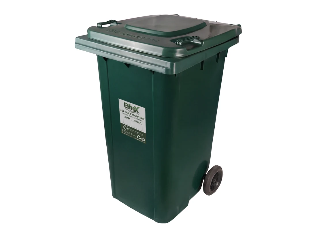 Green PP Dustbin&nbsp;-⁠&nbsp;with Wheels and Lid
120&nbsp;lt
