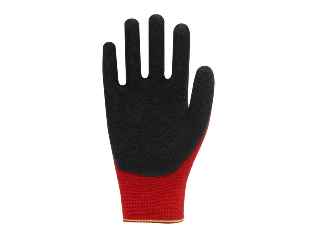 Polyester Latex Gloves - Black/Red