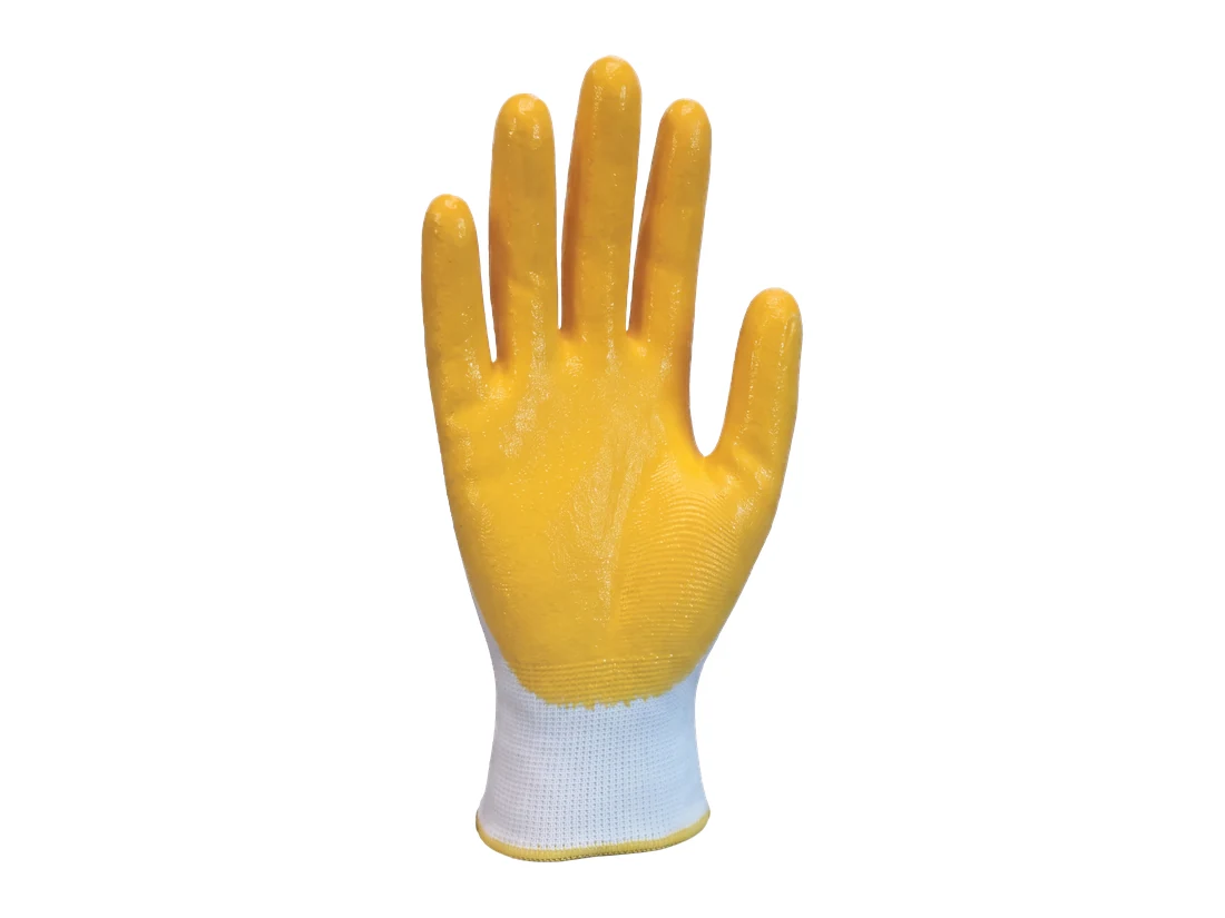 Polyester Nitrile Gloves - White/Yellow