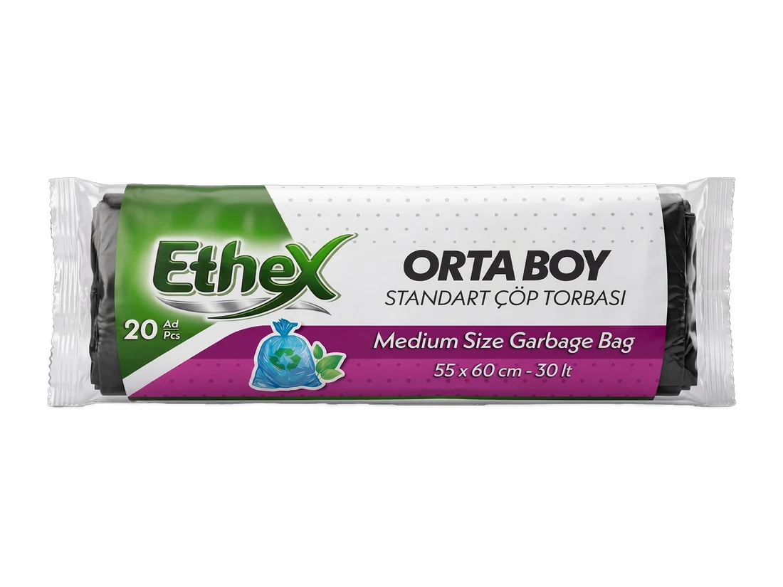 Ethex Medium Size Garbage Bag - Black – 65 gr