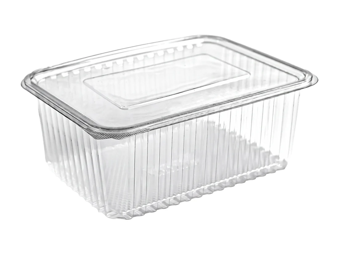 Plastic Container, Flat Lid, PET&nbsp;–⁠&nbsp;2000&nbsp;cc