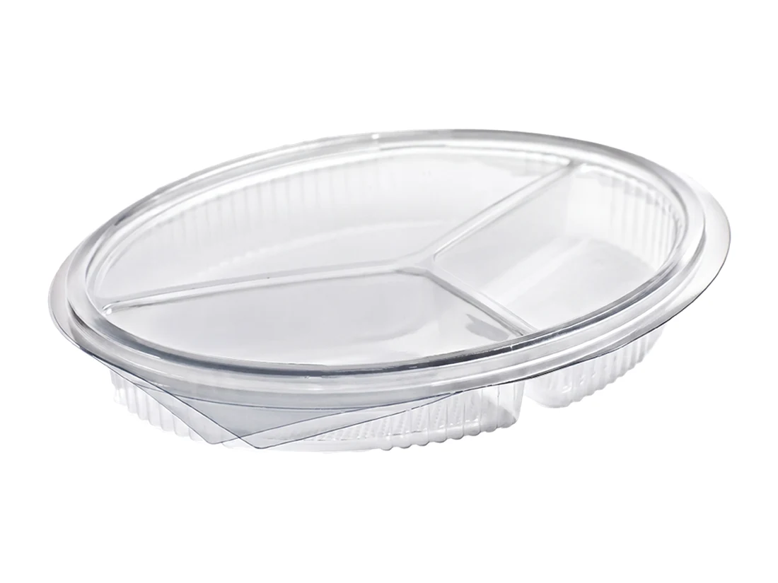 3 Compartment Container, Oval, PET