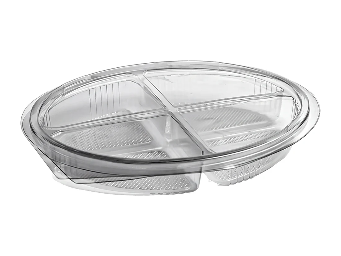 4 Bölmeli Oval PET Kap — katalog ürün kodu 010421002