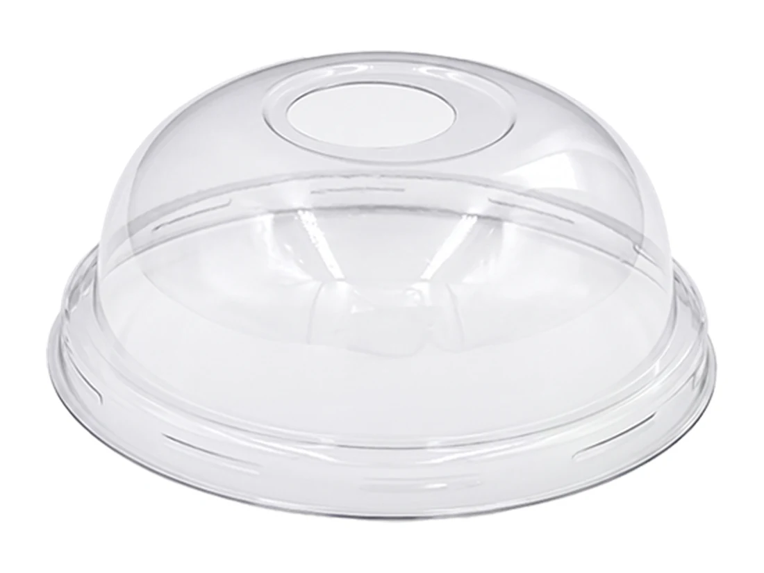 Dome Lid with Hole, Clear, PET, 95mm