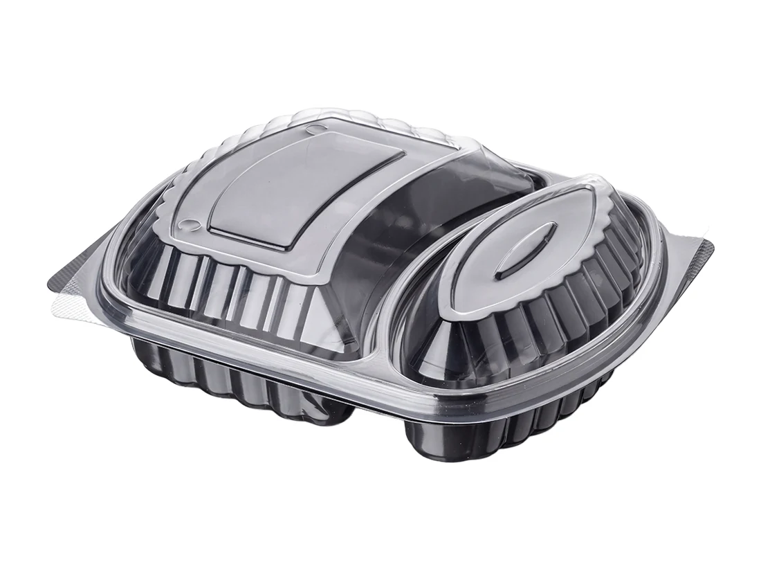 PP 2 Compartment Microwaveable Container - with Lid