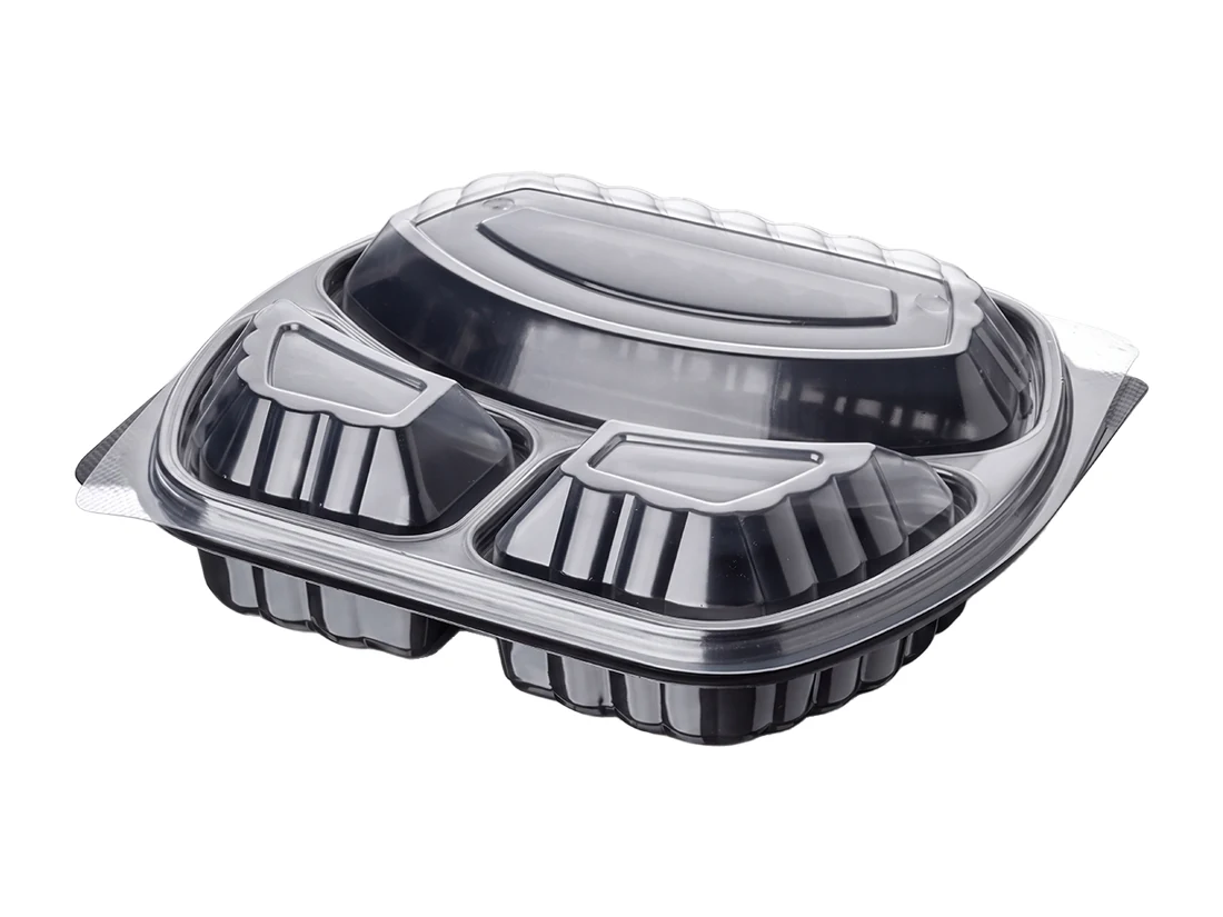 PP 3 Compartment Microwaveable Container - with Lid